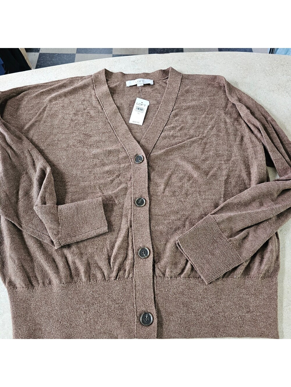 LOFT XL Brown Button-Up Cardigan Sweater NEW